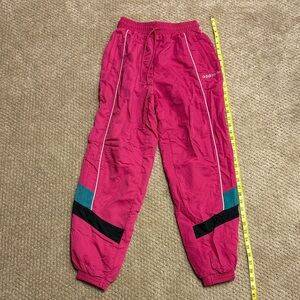 Adidas Pink Track Pants with Black and Green Accents